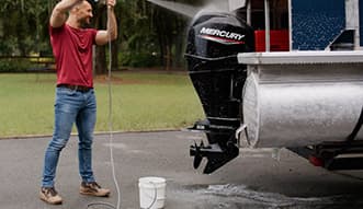 Turbo Jet® HydroX5® cleaning off a boat